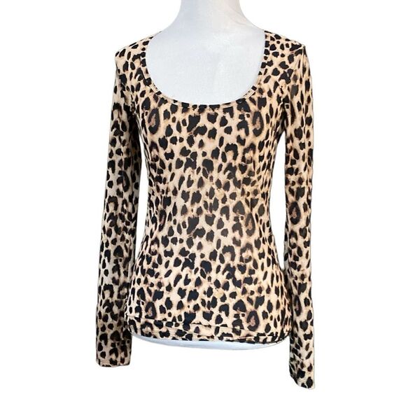 Victoria's Secret Tops - Victoria secret Sheer Mesh Long Sleeve Leopard Top